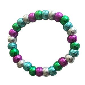 3 FOR $20 HANDCRAFTED Colourful Metallic Pony Beaded Bracelet